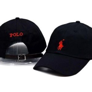 black red polo hat